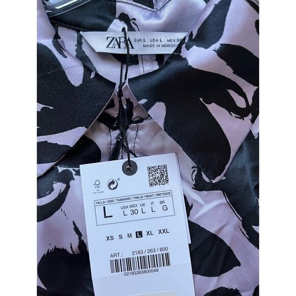 NWT Zara Blogger’s Favorite “The Dita” Satin Effect Printed Ruched Mini Dress - Picture 12 of 16
